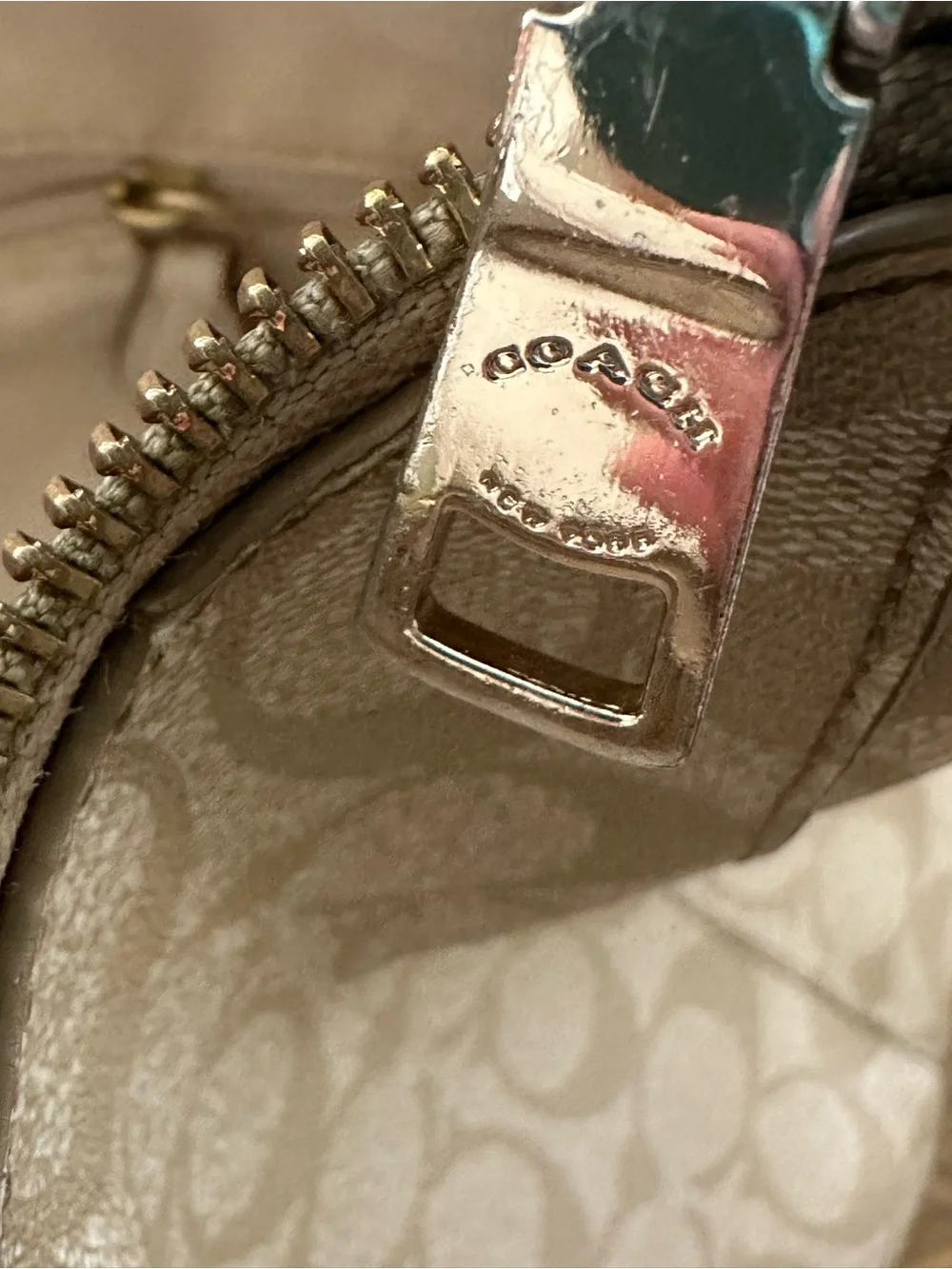 Coach Celeste Signature CC Hobo Shoulder Bag Light Khaki Chalk Circa 2015